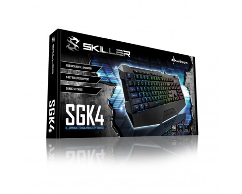 Клавиатура Sharkoon Skiller SGK4 проводная, резиновые колпачки, игровая, мембранная, USB, подсветка RGB, черная