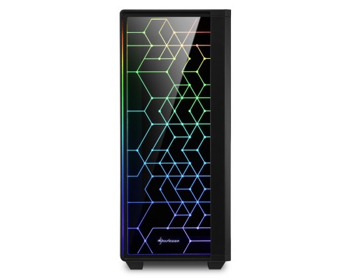 Корпус Sharkoon LIT 100 RGB ATX, mATX, Mini-ITX, Midi-Tower,1 х USB 2.0, 2 x USB 3.0, Audio, 2 x 120mm fan, без БП, с окном, подсветка, металл, цвет  черный