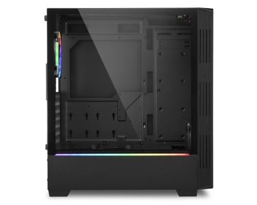 Корпус Sharkoon LIT 100 RGB ATX, mATX, Mini-ITX, Midi-Tower,1 х USB 2.0, 2 x USB 3.0, Audio, 2 x 120mm fan, без БП, с окном, подсветка, металл, цвет  черный