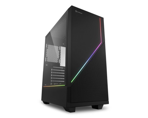 Корпус Sharkoon RGB FLOW ATX, mATX, Mini-ITX, Midi-Tower, 2 х USB 2.0, 2 x USB 3.0, Audio, 1 x 120mm fan, без БП, с окном, подсветка, металл, цвет  черный