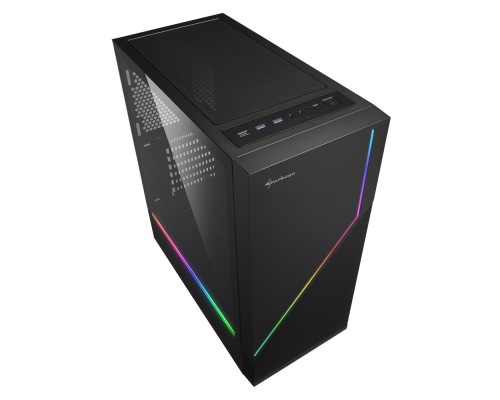 Корпус Sharkoon RGB FLOW ATX, mATX, Mini-ITX, Midi-Tower, 2 х USB 2.0, 2 x USB 3.0, Audio, 1 x 120mm fan, без БП, с окном, подсветка, металл, цвет  черный