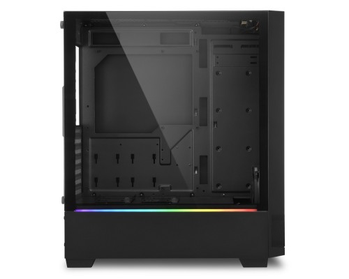 Корпус Sharkoon RGB FLOW ATX, mATX, Mini-ITX, Midi-Tower, 2 х USB 2.0, 2 x USB 3.0, Audio, 1 x 120mm fan, без БП, с окном, подсветка, металл, цвет  черный