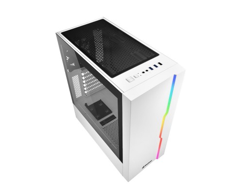 Корпус Sharkoon SLIDER RGB white ATX, mATX, Mini-ITX, Midi-Tower, USB 2.0, 2 x USB 3.0, Audio, 1 х 120mm fan, без БП, RGB, сталь, с окном, белый