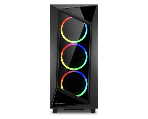 Корпус Sharkoon REV200 RGB ATX, mATX, Mini-ITX, Midi-Tower, 2 x USB 2.0, 2 x USB 3.0, Audio, 5x 120mm fan, без БП, RGB, сталь/стекло, черный