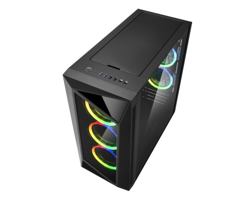 Корпус Sharkoon REV200 RGB ATX, mATX, Mini-ITX, Midi-Tower, 2 x USB 2.0, 2 x USB 3.0, Audio, 5x 120mm fan, без БП, RGB, сталь/стекло, черный