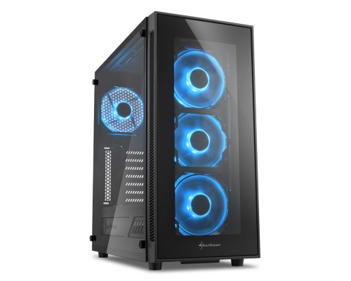 Корпус Sharkoon TG5 blue ATX, mATX, Mini-ITX, Midi-Tower, 4 x 120 mm fan, led blue, 2 x USB 2.0, 2 x USB 3.0, Audio, без БП, сталь, черный