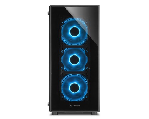 Корпус Sharkoon TG5 blue ATX, mATX, Mini-ITX, Midi-Tower, 4 x 120 mm fan, led blue, 2 x USB 2.0, 2 x USB 3.0, Audio, без БП, сталь, черный