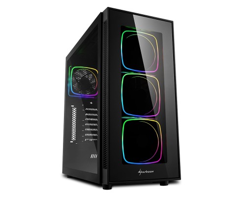 Корпус Sharkoon TG6 RGB ATX, mATX, Mini-ITX, Midi-Tower, 4x 120mm fan, led RGB, 2x USB 2.0, 2x USB 3.0, Audio, без БП, сталь, черный