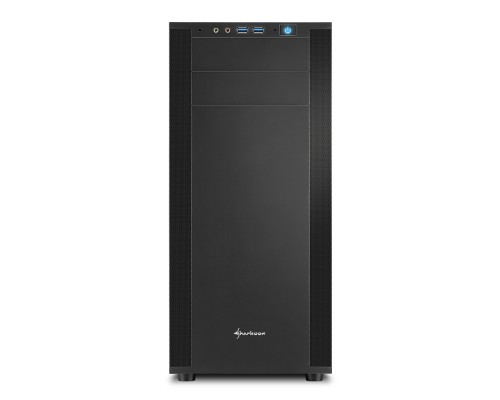 Корпус Sharkoon M25-W BLACK blue led ATX, mATX, Mini-ITX, Midi-Tower, 2 x USB 3.0, Audio, 2 x 120mm fan, без БП, с окном, металл, цвет  черный