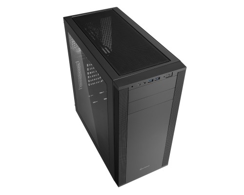 Корпус Sharkoon M25-W BLACK blue led ATX, mATX, Mini-ITX, Midi-Tower, 2 x USB 3.0, Audio, 2 x 120mm fan, без БП, с окном, металл, цвет  черный