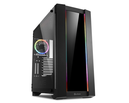 Корпус Sharkoon Elite Shark CA200G E-ATX, ATX, mATX, Mini-ITX, Midi-Tower, 2xUSB 2.0, 2xUSB 3.0, Audio, 1x120mm fan, без БП, led RGB, сталь, черный