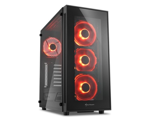 Корпус Sharkoon TG5 red ATX, mATX, Mini-ITX, Midi-Tower, 4 x 120mm fan, led red, 2 x USB 2.0, 2 x USB 3.0, Audio, без БП, сталь, черный