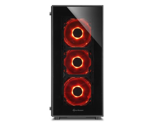 Корпус Sharkoon TG5 red ATX, mATX, Mini-ITX, Midi-Tower, 4 x 120mm fan, led red, 2 x USB 2.0, 2 x USB 3.0, Audio, без БП, сталь, черный