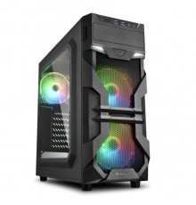 Корпус Sharkoon VG7-W RGB ATX, mATX, Mini-ITX, Midi-Tower, 3x 120mm fan, led RGB, 2x USB 3.0, Audio, без БП, сталь, черный                                                                                                                                