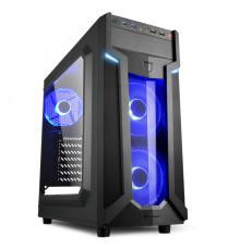 Корпус Sharkoon VG6-W blue ATX, mATX, Mini-ITX, Midi-Tower, 3x 120mm fan, led blue, 2x USB 2.0, 2x USB 3.0, Audio, без БП, сталь, черный                                                                                                                  