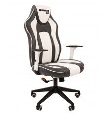 Игровое кресло Chairman game 23 компьютерное, до 120 кг, экокожа/пластик, цвет  серый/белый                                                                                                                                                               