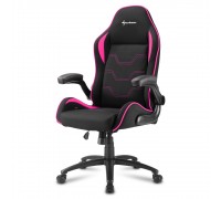 Игровое кресло Sharkoon Elbrus 1 компьютерное, до 120 кг, ткань/сталь/дерево, цвет  черный/розовый                                                                                                                                                        