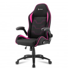Игровое кресло Sharkoon Elbrus 1 компьютерное, до 120 кг, ткань/сталь/дерево, цвет  черный/розовый                                                                                                                                                        