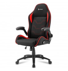 Игровое кресло Sharkoon Elbrus 1 компьютерное, до 120 кг, ткань/сталь/дерево, цвет  черный/красный                                                                                                                                                        