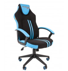 Игровое кресло Chairman game 26 компьютерное, до 120 кг, экокожа/ткань/пластик, цвет  черный/голубой                                                                                                                                                      