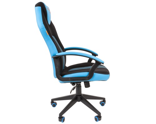 Игровое кресло Chairman game 26 компьютерное, до 120 кг, экокожа/ткань/пластик, цвет  черный/голубой