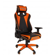 Игровое кресло Chairman game 44 компьютерное, до 120 кг, экокожа/пластик, 3D, наклон до 180 градусов, цвет  черный/оранжевый                                                                                                                              