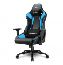 Игровое кресло Sharkoon Elbrus 3 компьютерное, до 150 кг, синтетическая кожа, сталь, цвет  черный/синий                                                                                                                                                   