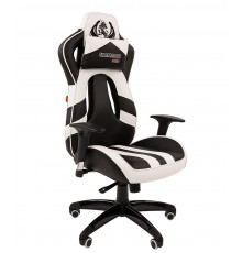 Игровое кресло Chairman game 25 компьютерное, до 120 кг, экокожа/пластик, цвет  черный/белый                                                                                                                                                              