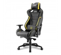 Игровое кресло Sharkoon Shark Zone GS10 компьютерное, до 120 кг, кожа PU+PVC, сталь, 3D, раскладывание спинки на 160°, цвет  черный/желтый                                                                                                                