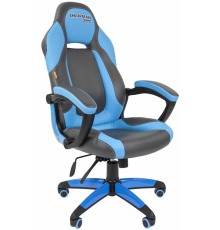 Игровое кресло Chairman game 20 компьютерное, до 120 кг, экокожа/пластик, цвет  серый/голубой                                                                                                                                                             