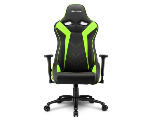 Игровое кресло Sharkoon Elbrus 3 компьютерное, до 150 кг, синтетическая кожа, сталь, цвет  черный/зеленый