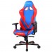 Игровое кресло DXRacer G8200 OH/G8200/BR компьютерное, до 120 кг, 4D, кожа PU, металл, раскладывание спинки на 155°, цвет  синий/красный