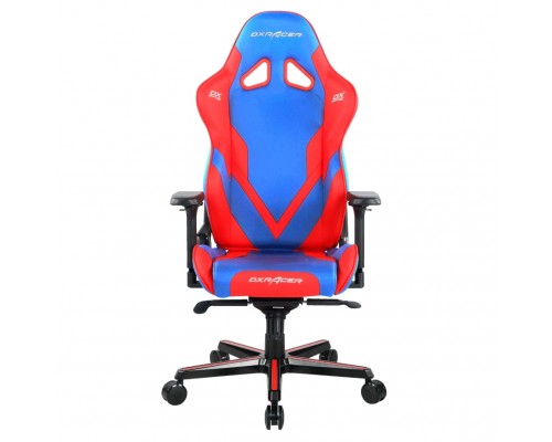 Игровое кресло DXRacer G8200 OH/G8200/BR компьютерное, до 120 кг, 4D, кожа PU, металл, раскладывание спинки на 155°, цвет  синий/красный