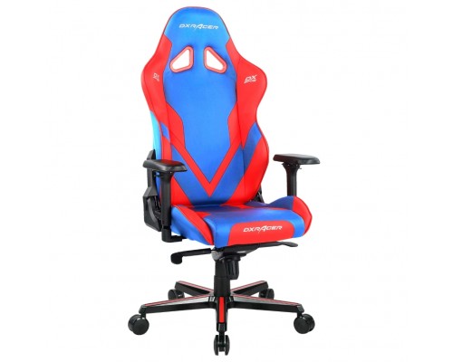 Игровое кресло DXRacer G8200 OH/G8200/BR компьютерное, до 120 кг, 4D, кожа PU, металл, раскладывание спинки на 155°, цвет  синий/красный