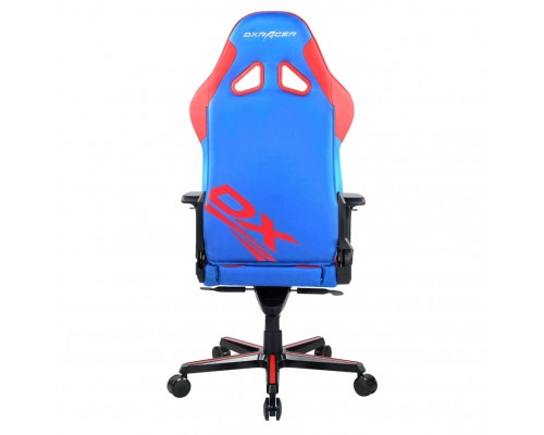 Игровое кресло DXRacer G8200 OH/G8200/BR компьютерное, до 120 кг, 4D, кожа PU, металл, раскладывание спинки на 155°, цвет  синий/красный