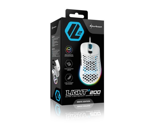 Мышь Sharkoon Light2 200 white оптическая, 16000 dpi, Pixart PMW-3389, USB, подсветка RGB, белая