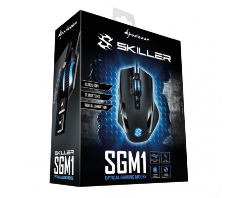 Мышь Sharkoon Skiller SGM1 оптическая, проводная, 10800 dpi, USB, подсветка RGB, цвет  черный