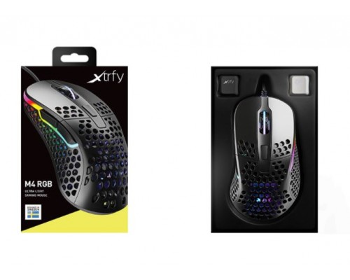 Мышь Xtrfy M4 XG-M4-RGB black оптическая, проводная, 16000 dpi, USB, PixArt 3389, RGB подсветка, цвет  черный