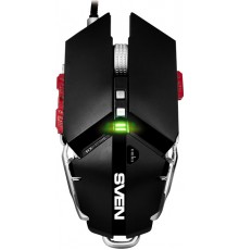 Мышь Sven RX-G985 SV-015992 оптическая, проводная, 4000 dpi, USB, 10 кн., RGB подсветка, алюминиевый корпус, черная/серебристая                                                                                                                           