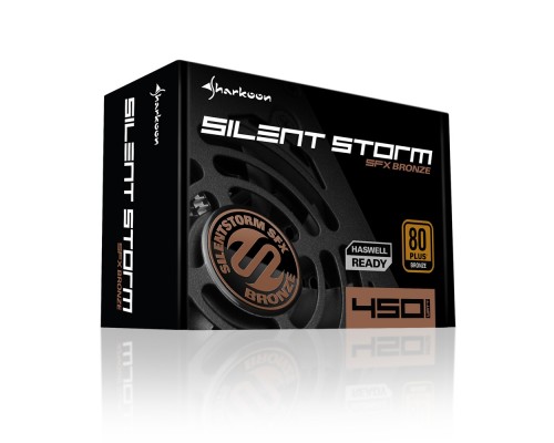 Блок питания Sharkoon SilentStorm SFX Bronze 450W, 450 Вт, SFX 3.2, 80х80 mm Fan, 3x SATA, 2x PCI-E, 1x CPU, 100-240 В, 20+4 pin, Bronze 80 PLUS