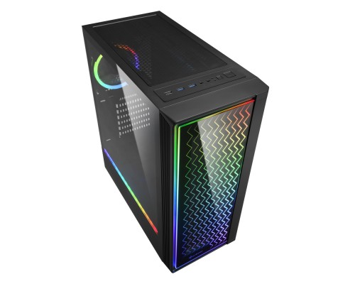 Корпус Sharkoon LIT 200 RGB ATX, mATX, Mini-ITX, Midi-Tower,1 х USB 2.0, 2 x USB 3.0, Audio, 2 x 120mm fan, без БП, с окном, подсветка, металл, цвет  черный