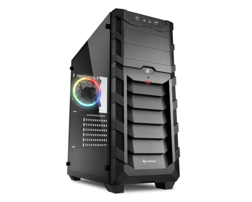 Корпус Sharkoon SKILLER SGC1 RGB ATX, mATX, Mini-ITX, Midi-Tower, 2 x USB 3.0, Audio, без БП, led RGB, сталь, с окном, черный