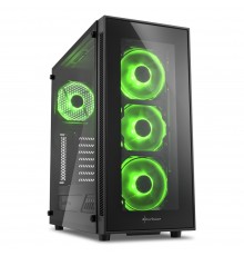 Корпус Sharkoon TG5 green ATX, mATX, Mini-ITX, Midi-Tower, 4 x 120 mm fan, led green, 2 x USB 2.0, 2 x USB 3.0, Audio, без БП, сталь, черный                                                                                                              