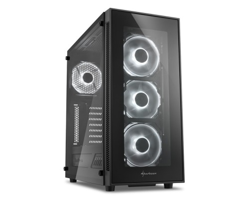 Корпус Sharkoon TG5 white ATX, mATX, Mini-ITX, Midi-Tower, 4x 120mm fan, led white, 2x USB 2.0, 2x USB 3.0, Audio, без БП, сталь, черный