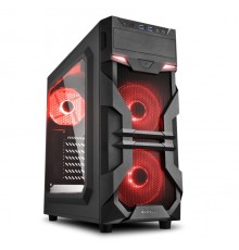 Корпус Sharkoon VG7-W red ATX, mATX, Mini-ITX, Midi-Tower, 3x 120mm fan, led red, 2x USB 3.0, Audio, без БП, сталь, черный                                                                                                                                