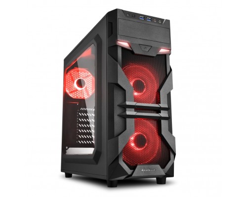 Корпус Sharkoon VG7-W red ATX, mATX, Mini-ITX, Midi-Tower, 3x 120mm fan, led red, 2x USB 3.0, Audio, без БП, сталь, черный