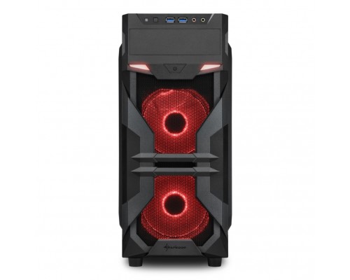 Корпус Sharkoon VG7-W red ATX, mATX, Mini-ITX, Midi-Tower, 3x 120mm fan, led red, 2x USB 3.0, Audio, без БП, сталь, черный