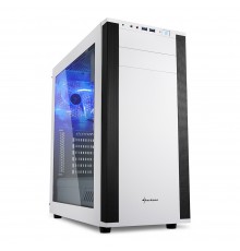 Корпус Sharkoon M25-W WHITE blue led ATX, mATX, Mini-ITX, Midi-Tower, 2 x USB 3.0, Audio, 2 x 120mm fan, без БП, с окном, металл, цвет  белый/черный                                                                                                      