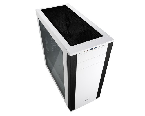 Корпус Sharkoon M25-W WHITE blue led ATX, mATX, Mini-ITX, Midi-Tower, 2 x USB 3.0, Audio, 2 x 120mm fan, без БП, с окном, металл, цвет  белый/черный