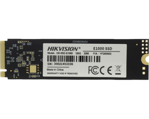 Твердотельный накопитель HikVision E1000 HS-SSD-E1000/128G SSD, M.2, 128Gb, PCI-E x4, чтение  990 Мб/сек, запись  650 Мб/сек, 3D NAND, SM2263XT